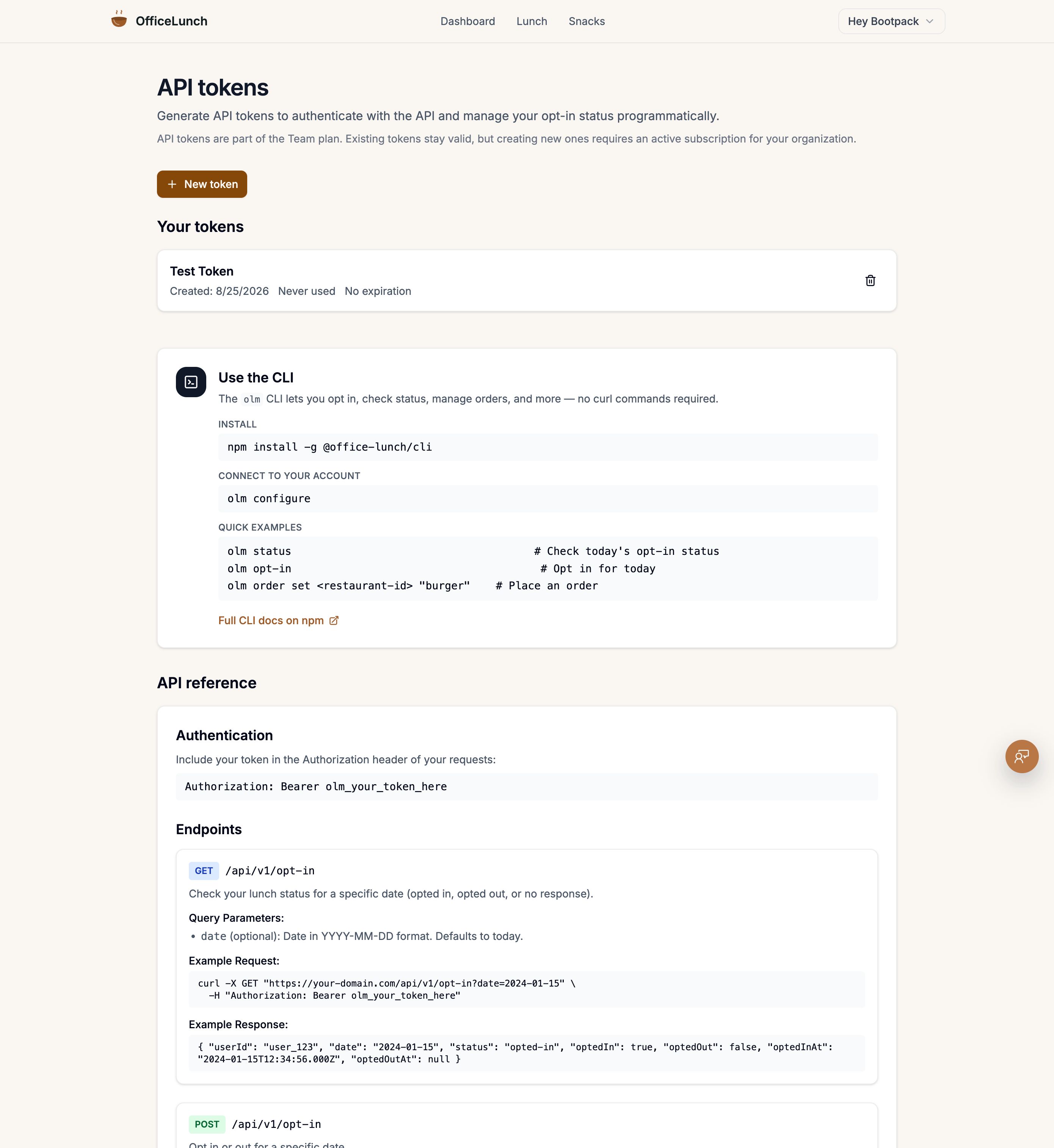 API tokens for automation