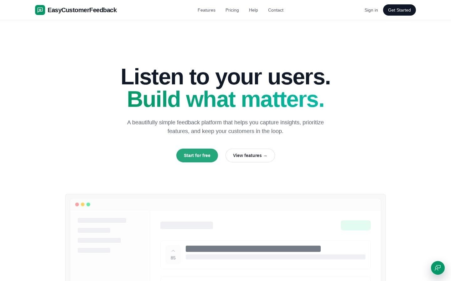 EasyCustomerFeedback homepage