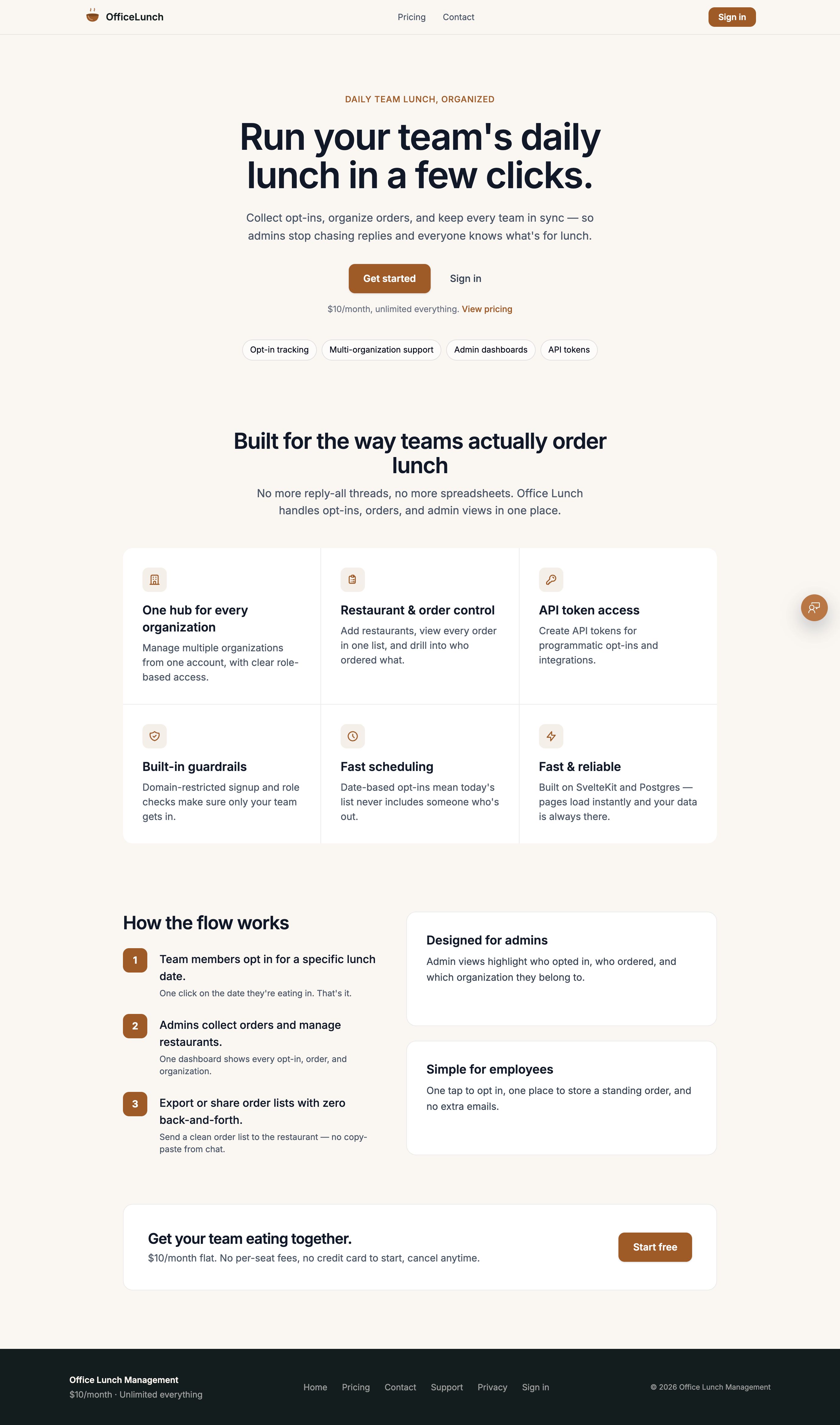 Office Lunch App homepage