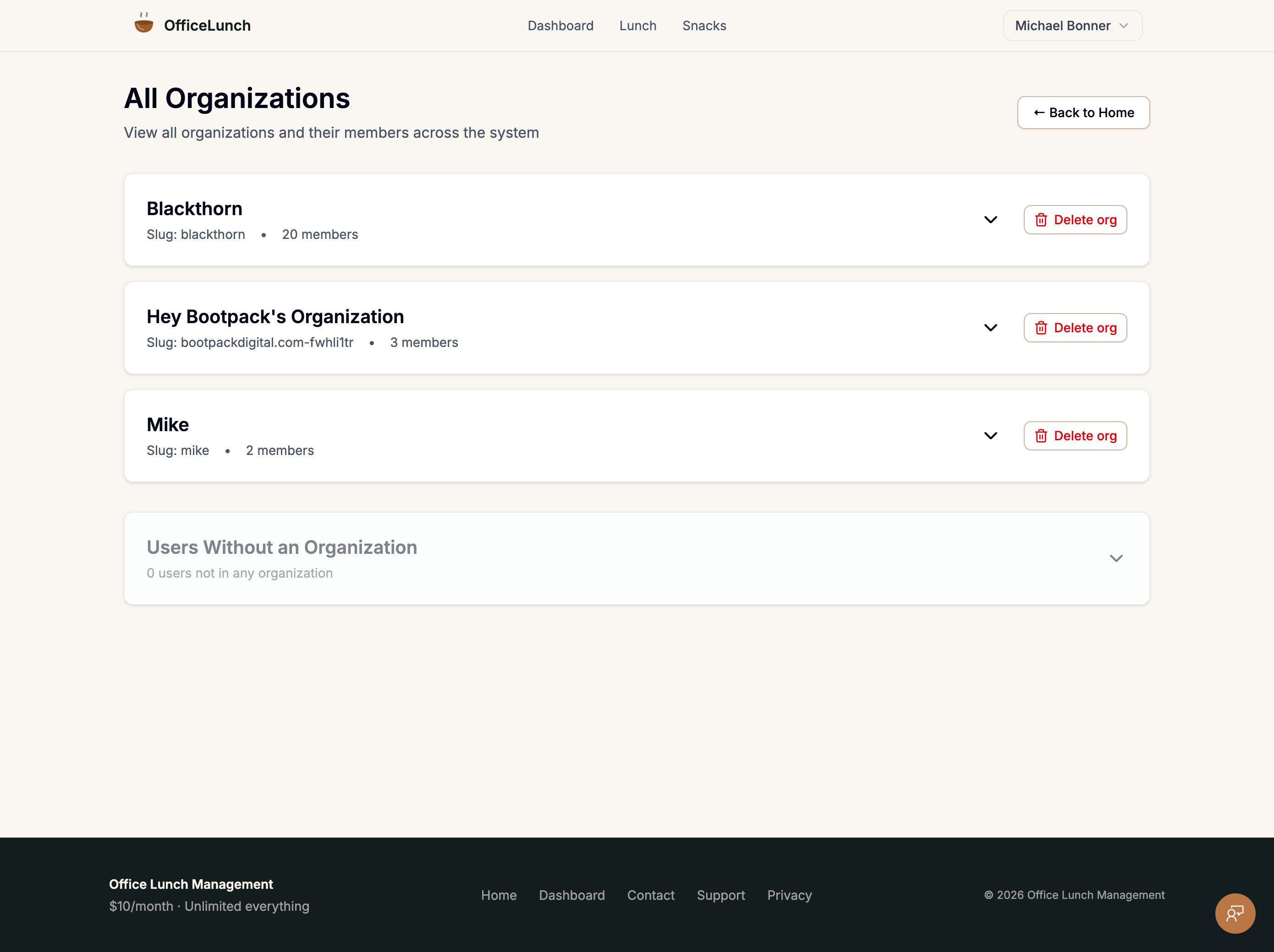 Manage multiple organizations